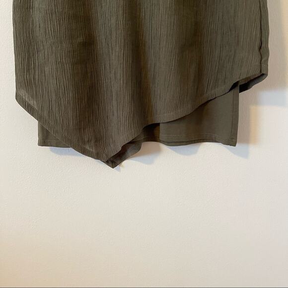 J. Jill Green Pure Jill Olive Asymmetrical Hem Crinkle Dress Lagenlook XS - Picture 9 of 9
